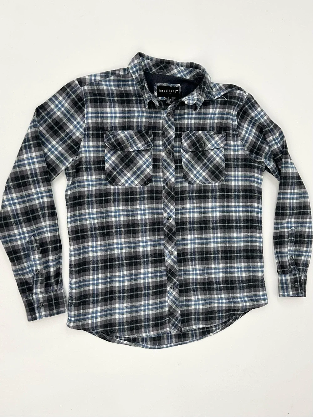 Jared Lang Men’s Stretch Plaid Flannel Shirt L Button Up Soft Cotton
